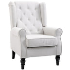 Fauteuil d'appoint capitonné moderne crème blanc à dossier haut de 29,3 po avec oreilles (ou à dossier ailé)