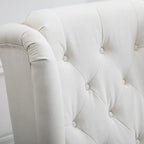 Fauteuil d'appoint capitonné moderne crème blanc à dossier haut de 29,3 po avec oreilles (ou à dossier ailé)
