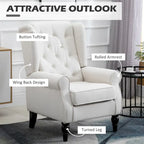 Fauteuil d'appoint capitonné moderne crème blanc à dossier haut de 29,3 po avec oreilles (ou à dossier ailé)