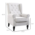 Fauteuil d'appoint capitonné moderne crème blanc à dossier haut de 29,3 po avec oreilles (ou à dossier ailé)