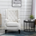 Fauteuil d'appoint capitonné moderne crème blanc à dossier haut de 29,3 po avec oreilles (ou à dossier ailé)