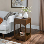 Table d'appoint relevable Mid-Century, petite table de bout relevable pour canapé avec étagère de rangement