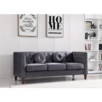 Canapé Chesterfield classique en velours avec pieds en bois