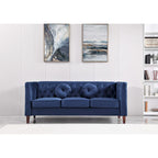 Canapé Chesterfield classique en velours avec pieds en bois
