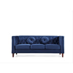 Canapé Chesterfield classique en velours avec pieds en bois