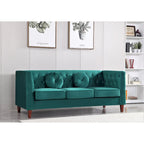 Canapé Chesterfield classique en velours avec pieds en bois