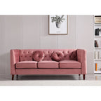 Canapé Chesterfield classique en velours avec pieds en bois