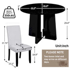 Table et chaises de cuisine en bois, Table à manger ronde avec plateau imitation marbre et 4 chaises rembourrées