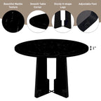 Table et chaises de cuisine en bois, Table à manger ronde avec plateau imitation marbre et 4 chaises rembourrées