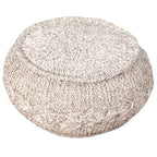 Pouf ottoman en coton beige de 50 cm avec motif géométrique pour le salon