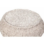 Pouf ottoman en coton beige de 50 cm avec motif géométrique pour le salon