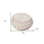 Pouf ottoman en coton beige de 50 cm avec motif géométrique pour le salon