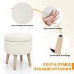 Ottoman de rangement rond avec plateau