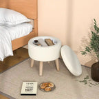 Ottoman de rangement rond avec plateau