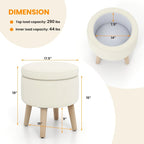 Ottoman de rangement rond avec plateau