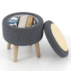 Ottoman de rangement rond avec plateau