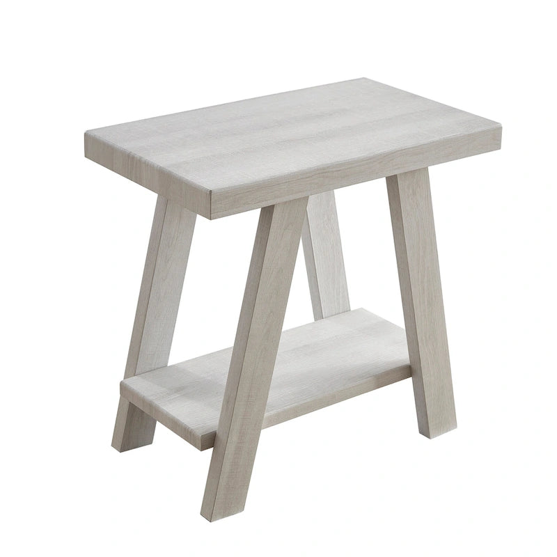 Table d'appoint rectangulaire moderne de 23,5 po avec tablette de rangement et pieds à angle large