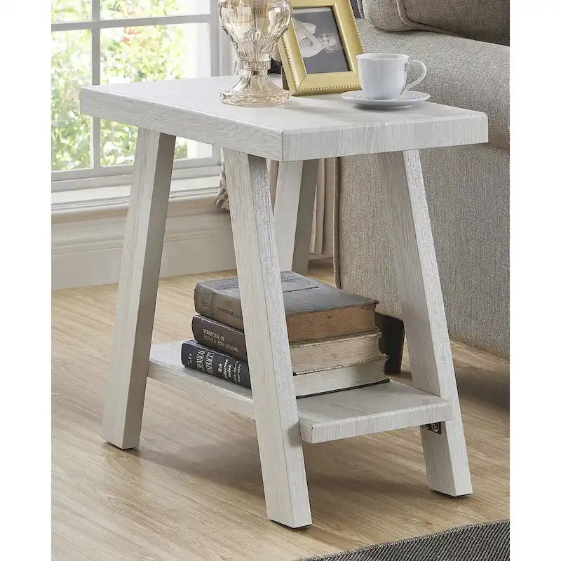 Table d'appoint rectangulaire moderne de 23,5 po avec tablette de rangement et pieds à angle large