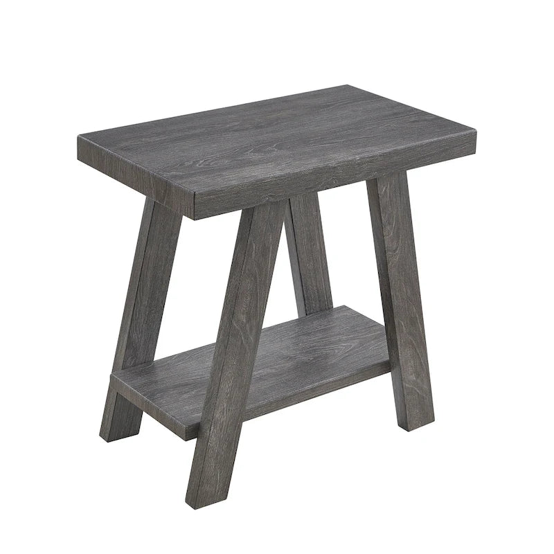 Table d'appoint rectangulaire moderne de 23,5 po avec tablette de rangement et pieds à angle large