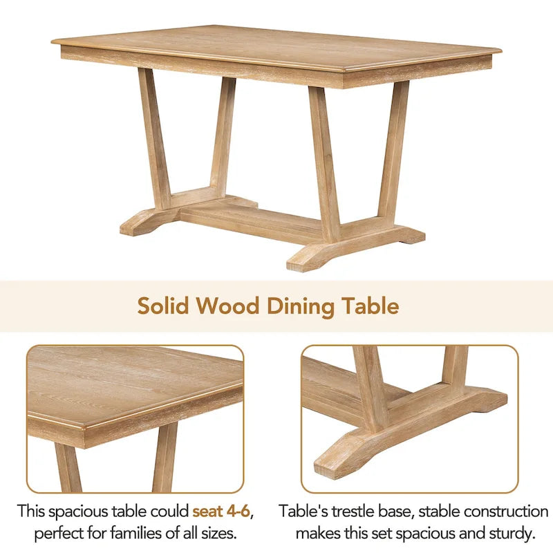 Table à manger en bois avec table rectangulaire 59 et 4 chaises