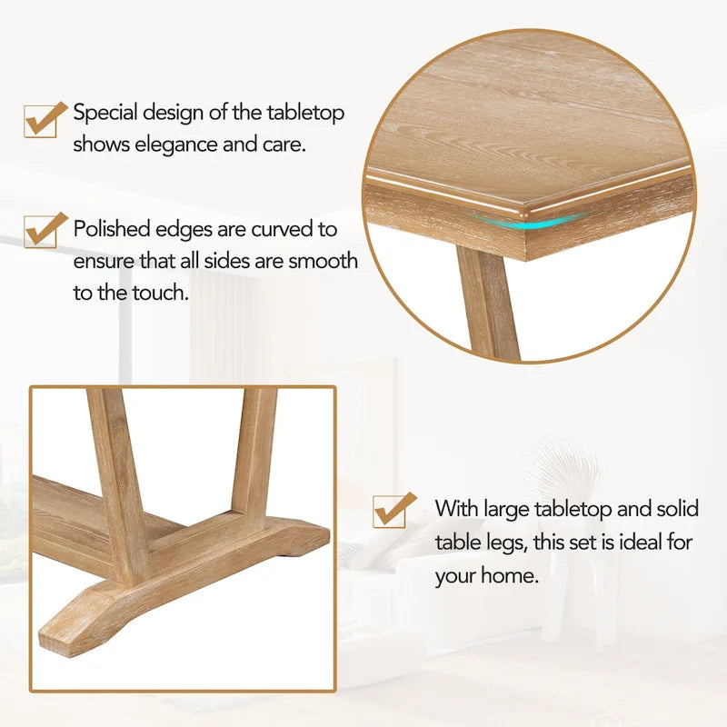 Table à manger en bois avec table rectangulaire 59 et 4 chaises