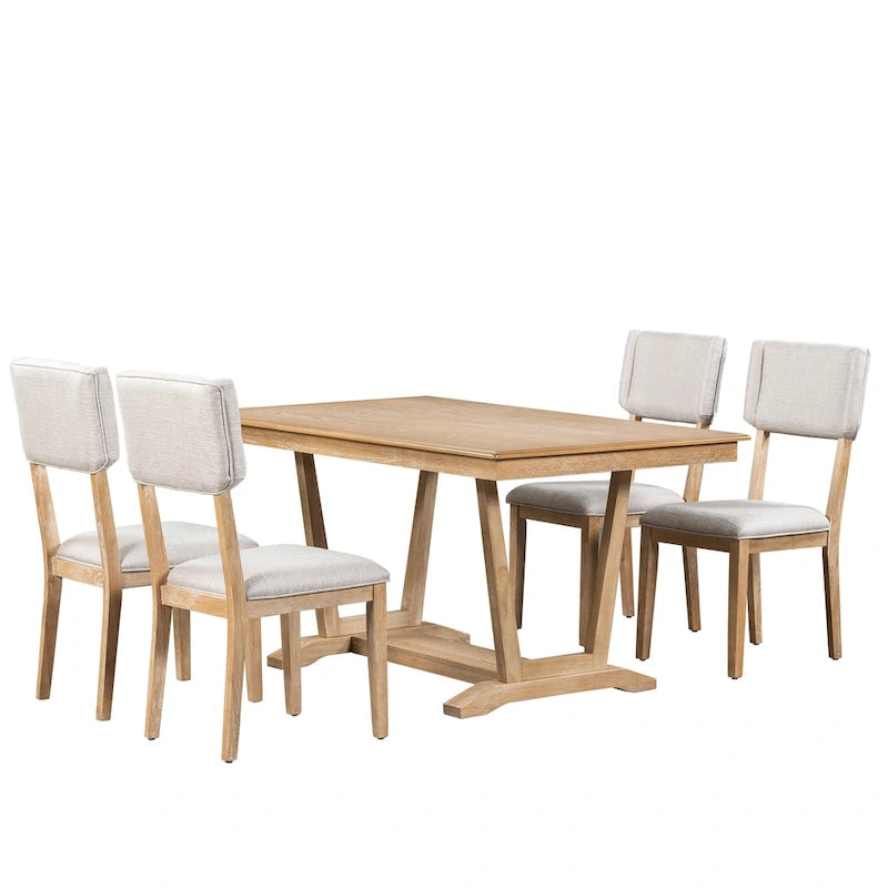 Table à manger en bois avec table rectangulaire 59 et 4 chaises