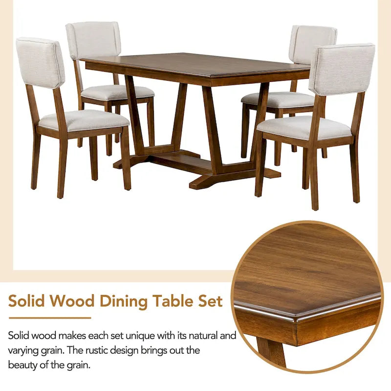 Table à manger en bois avec table rectangulaire 59 et 4 chaises