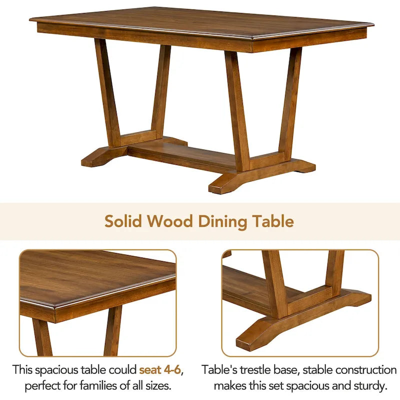 Table à manger en bois avec table rectangulaire 59 et 4 chaises