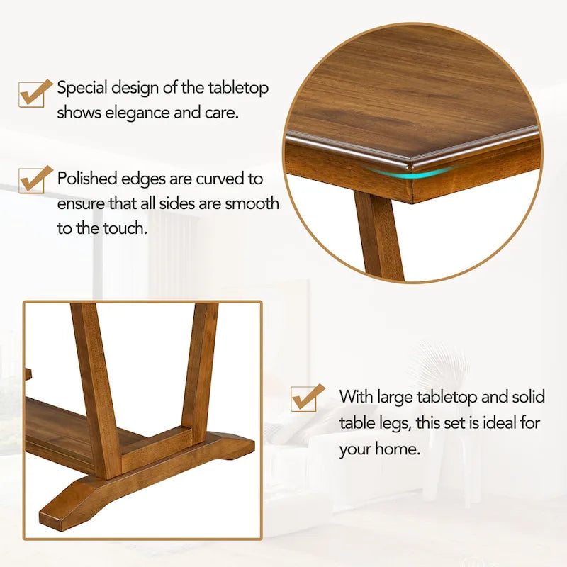 Table à manger en bois avec table rectangulaire 59 et 4 chaises