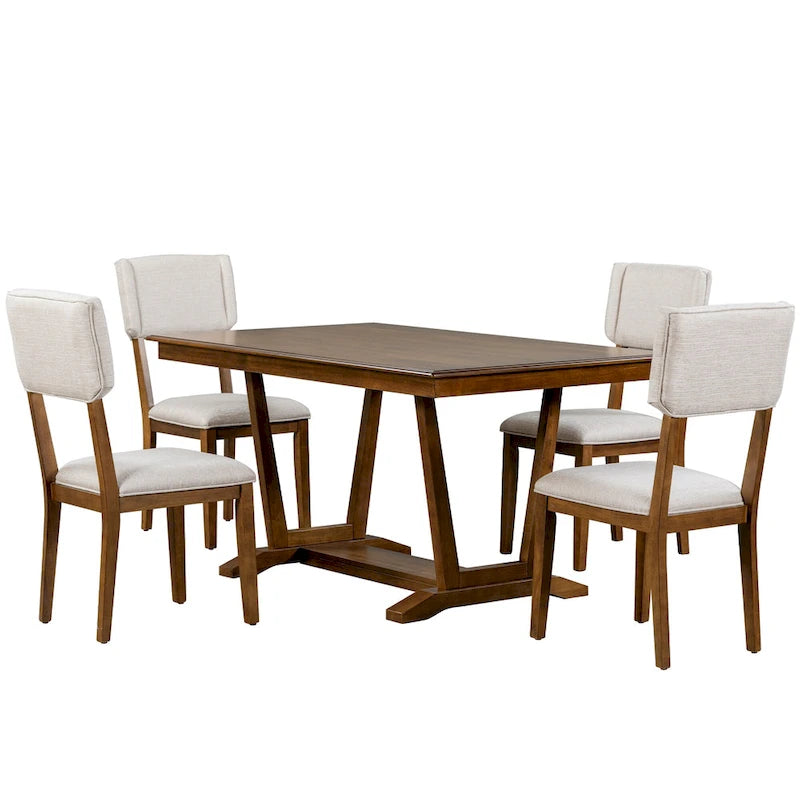 Table à manger en bois avec table rectangulaire 59 et 4 chaises