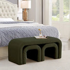 Banc moderne en forme de U, pouf en tissu peluche pour entrée, bout de lit de chambre, petit repose-pieds de canapé