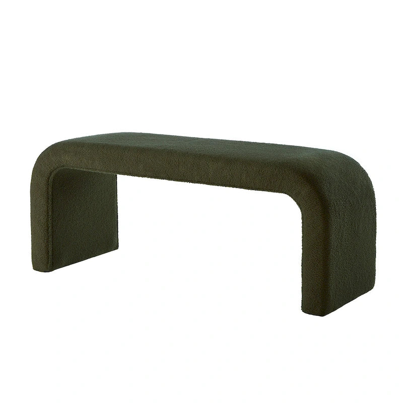 Banc moderne en forme de U, pouf en tissu peluche pour entrée, bout de lit de chambre, petit repose-pieds de canapé
