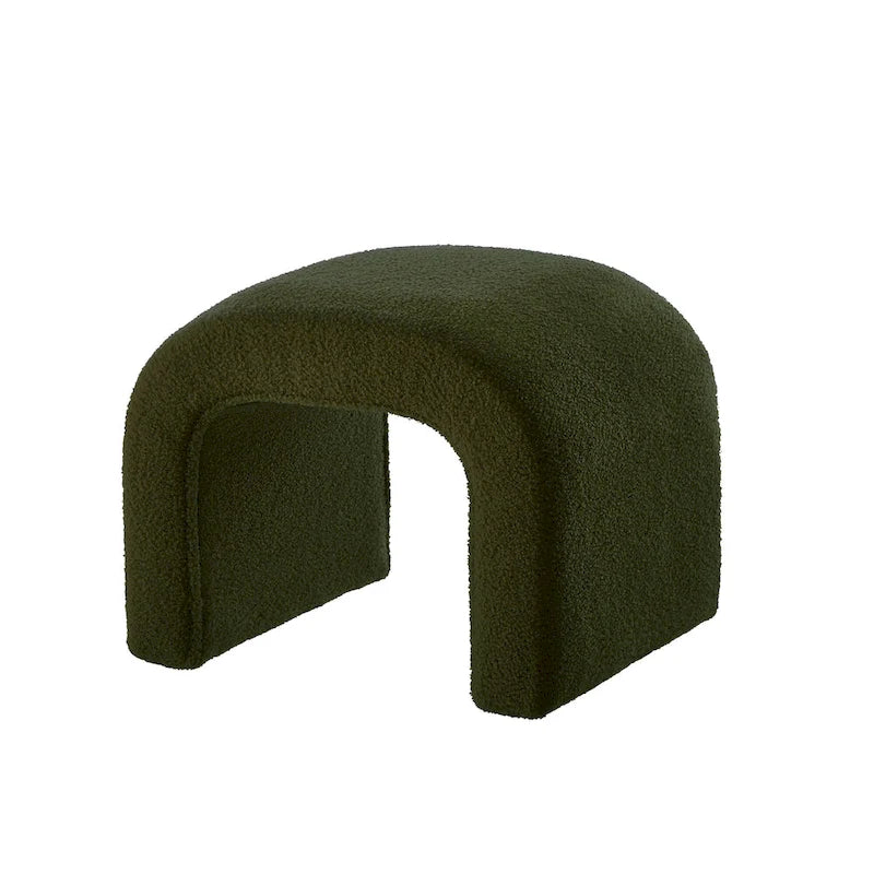 Banc moderne en forme de U, pouf en tissu peluche pour entrée, bout de lit de chambre, petit repose-pieds de canapé