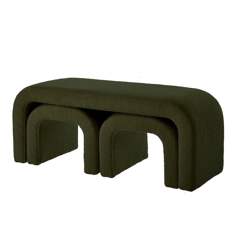 Banc moderne en forme de U, pouf en tissu peluche pour entrée, bout de lit de chambre, petit repose-pieds de canapé