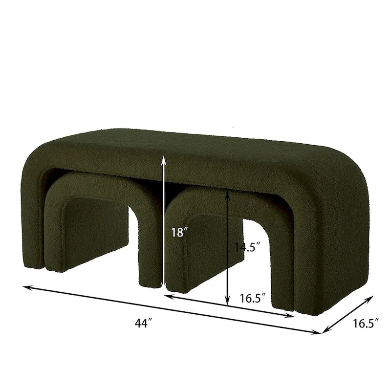 Banc moderne en forme de U, pouf en tissu peluche pour entrée, bout de lit de chambre, petit repose-pieds de canapé