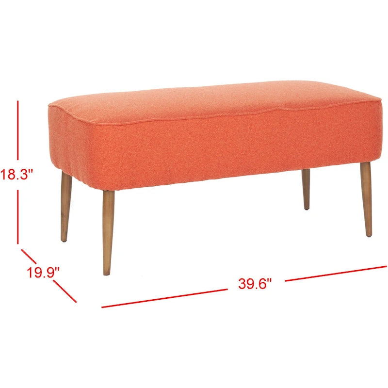 Banc en laine orange du milieu du siècle - 39.6 x 19.9 x 18.3