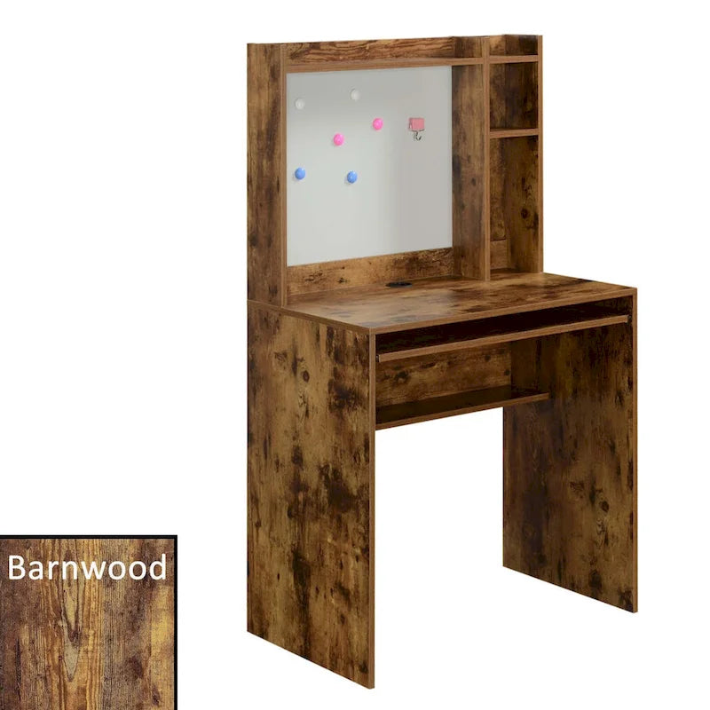 Bureau d'étudiant avec tableau d'affichage magnétique et étagères