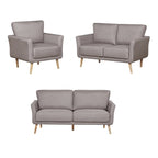 Ensemble de salon comprenant un canapé, une causeuse et un fauteuil en tissu de lin