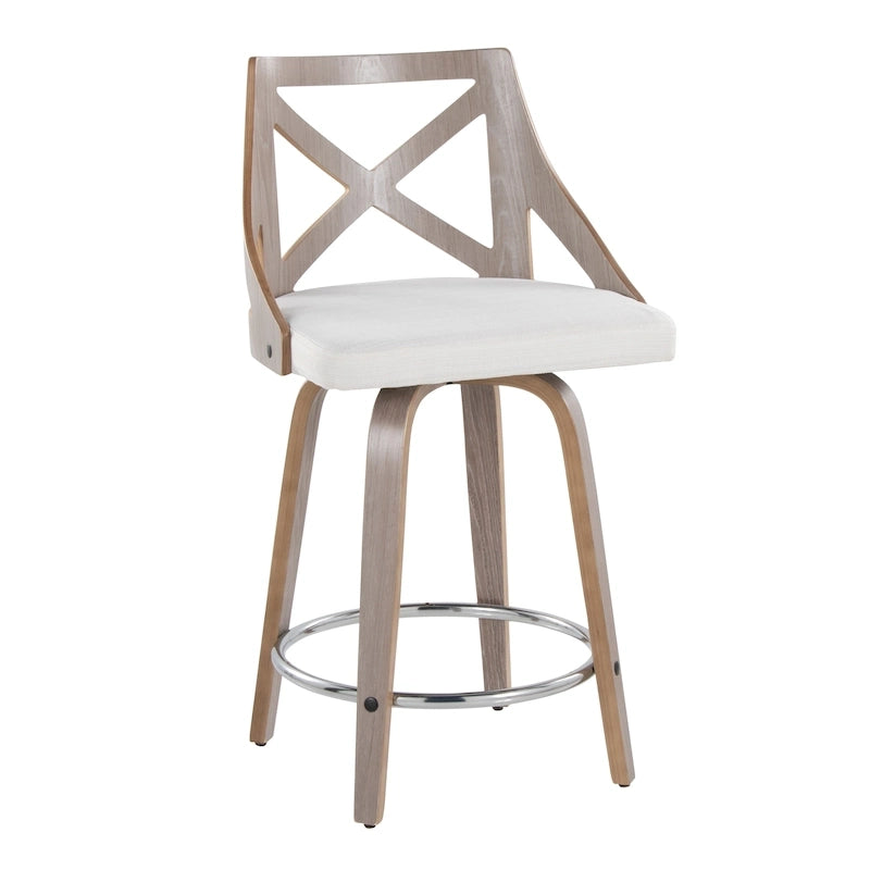 Tabouret de comptoir à hauteur fixe Charlotte 24 avec pieds en bois courbé