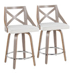 Tabouret de comptoir à hauteur fixe Charlotte 24 avec pieds en bois courbé
