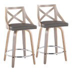 Tabouret de comptoir à hauteur fixe Charlotte 24 avec pieds en bois courbé