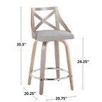 Tabouret de comptoir à hauteur fixe Charlotte 24 avec pieds en bois courbé