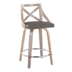 Tabouret de comptoir à hauteur fixe Charlotte 24 avec pieds en bois courbé