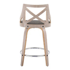 Tabouret de comptoir à hauteur fixe Charlotte 24 avec pieds en bois courbé