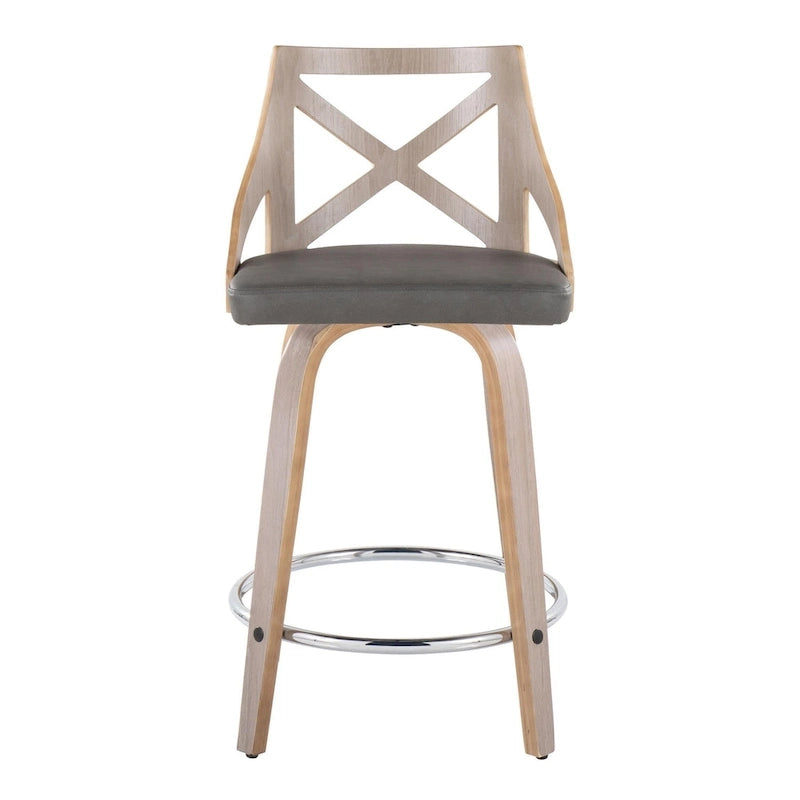 Tabouret de comptoir à hauteur fixe Charlotte 24 avec pieds en bois courbé