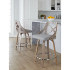 Tabouret de comptoir à hauteur fixe Charlotte 24 avec pieds en bois courbé