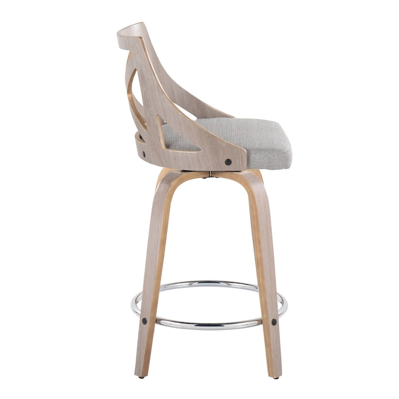 Tabouret de comptoir à hauteur fixe Charlotte 24 avec pieds en bois courbé