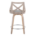 Tabouret de comptoir à hauteur fixe Charlotte 24 avec pieds en bois courbé