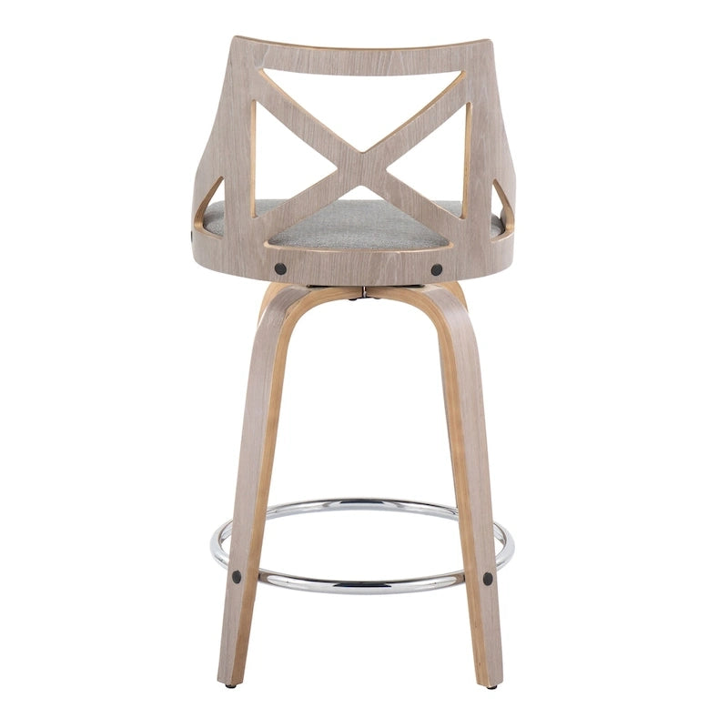 Tabouret de comptoir à hauteur fixe Charlotte 24 avec pieds en bois courbé