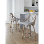 Tabouret de comptoir à hauteur fixe Charlotte 24 avec pieds en bois courbé